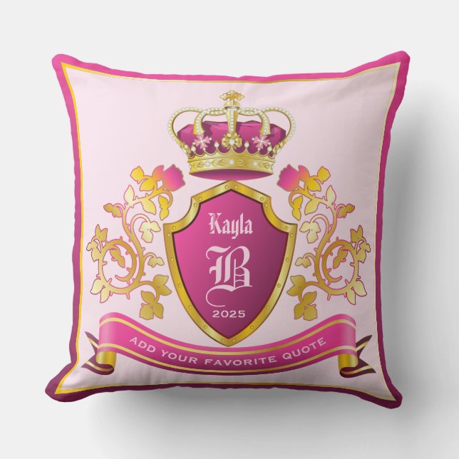 Coussin Faites votre propre armoiries Des perles de couron (Recto)