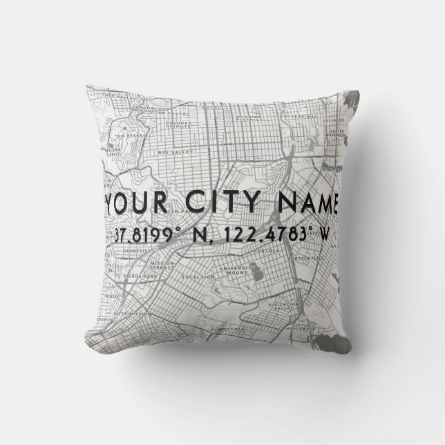 Coussin Faites votre propre Modèle de carte de ville perso (Recto)