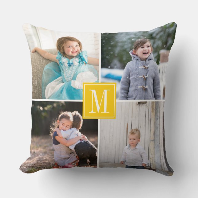 Coussin Faites votre propre photo collage et monogramme ja (Recto)