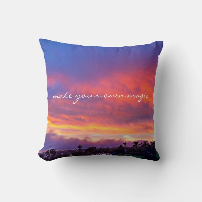 Coussin Faites votre propre photo Magique Orange Yellow Su (Recto)