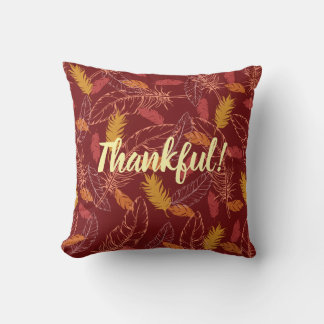Coussin Fall Feathers Thankful/Blessed Throw Pillow