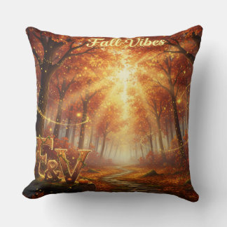 Coussin Fall Vibes Throw Pillow – Cozy Autumn Forest