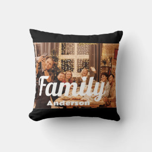 Coussin Famille Boho Text avec deux photos