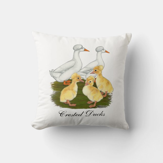 Coussin Famille de canards à crête (Recto)