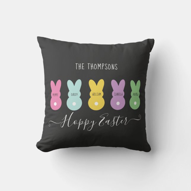 Coussin Famille de lapins de 5 Pâques (Recto)