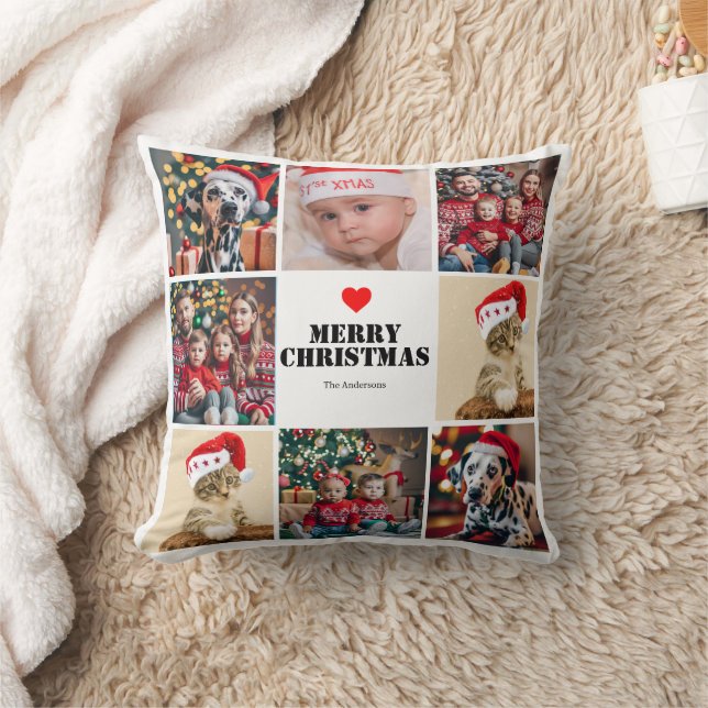 Coussin Famille de Noël 8 Photo Collage (Couverture)