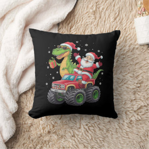 Coussin Famille de Noël assortie Santa Truck Dinosaur