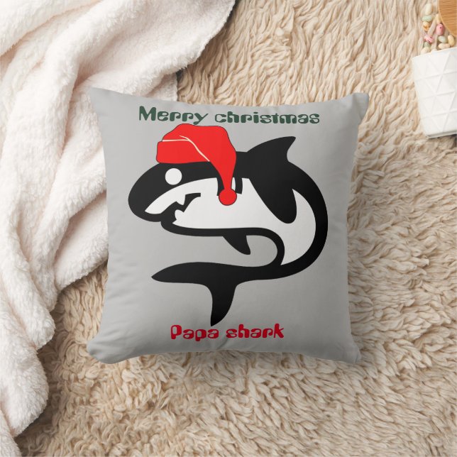 Coussin famille de noël de requin, personnaliser personnal (Couverture)
