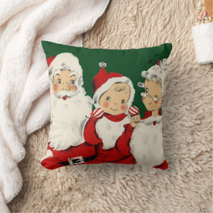 Coussin Famille de Père Noël Rétro Milieu de Siècle – Kits
