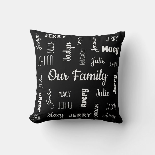 Coussin Famille de six polices Cool personnalisées (Recto)
