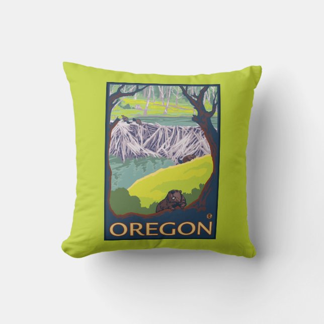 Coussin Famille des castors (Recto)