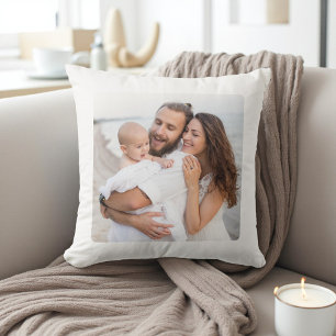 Coussin Famille double face personnalisée avec deux photos