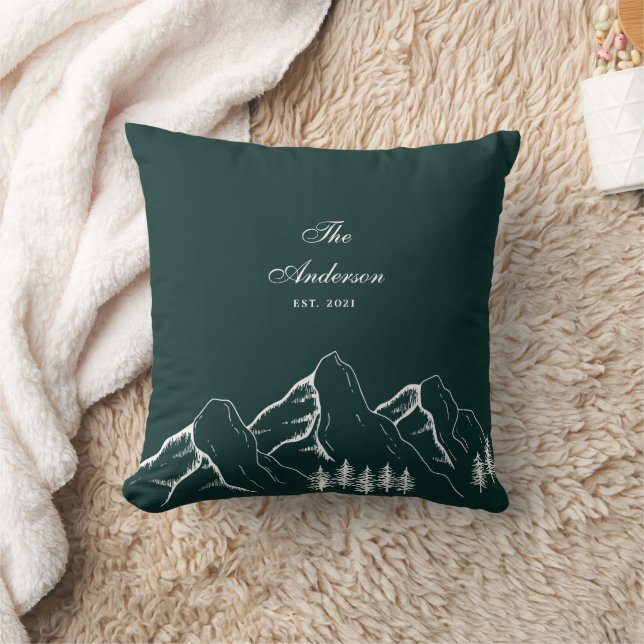 Coussin Famille Emerald Green Mountain Pine Tree (Couverture)