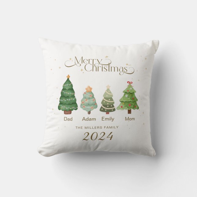 Coussin Famille Joyeux cadeau de Noël, Famille personnalis (Recto)