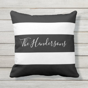 Coussin Famille moderne à rayures noir et blanc Personnal