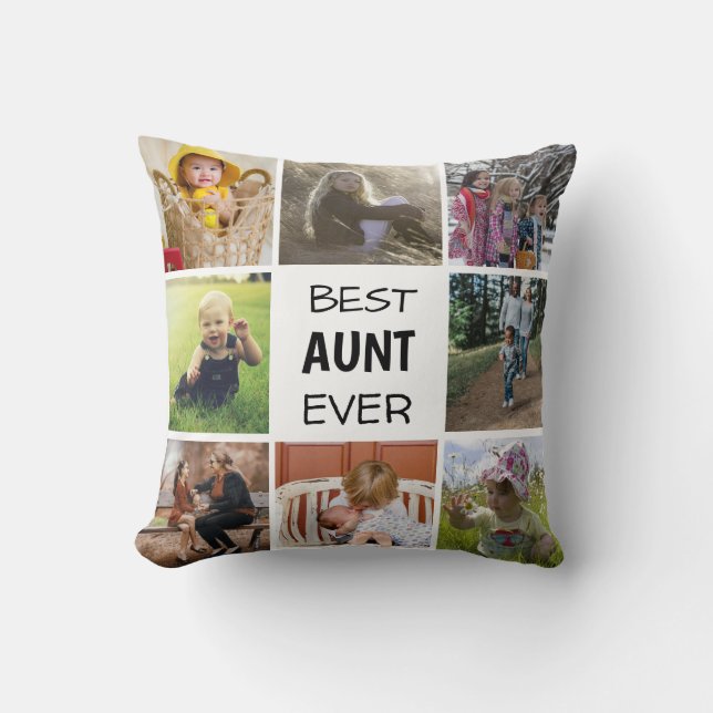 Coussin Famille moderne Meilleure tante JAMAIS Photo noir  (Recto)