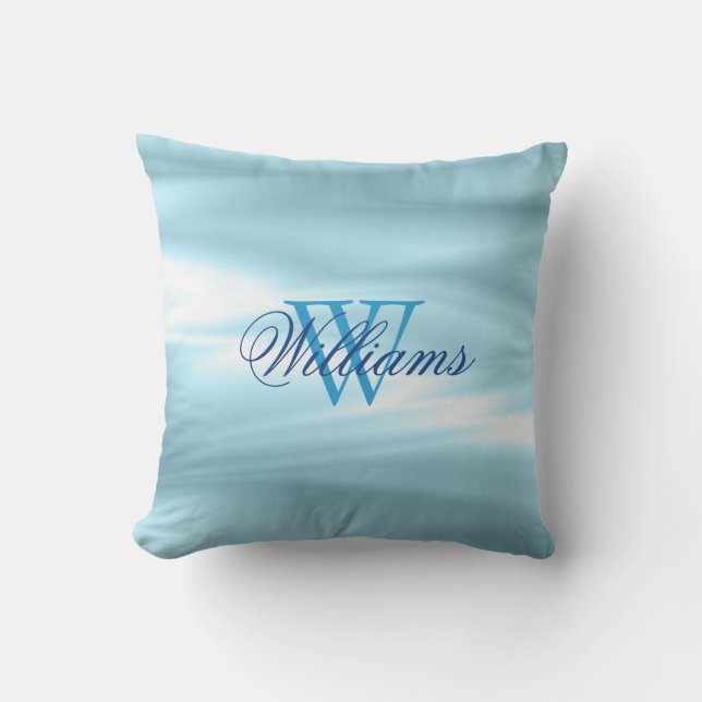 Coussin Famille Monogramme Bleu Étonnant (Recto)
