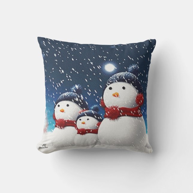 Coussin Famille Snowman (Recto)