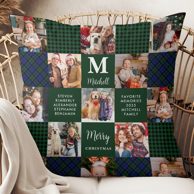 Coussin Famille Vacances Custom Patchwork Plaid 15 Photos (Créateur téléchargé)