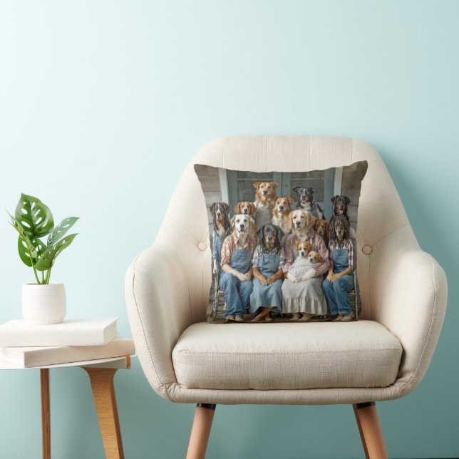 Coussin Family Reunion of Dogs On Farmhouse Porch (Chaise)