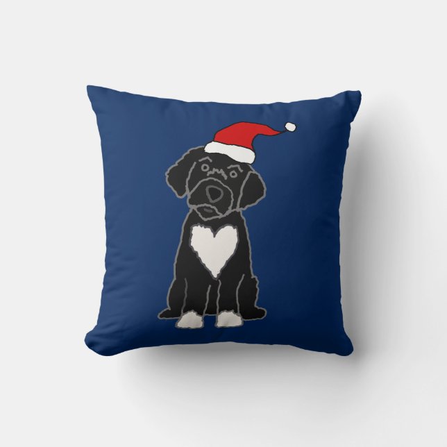Coussin Fantaisie Noire Portugaise de l'eau Noël (Recto)