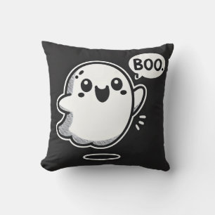 Coussin Fantôme de dessin animé mignon disant Boo
