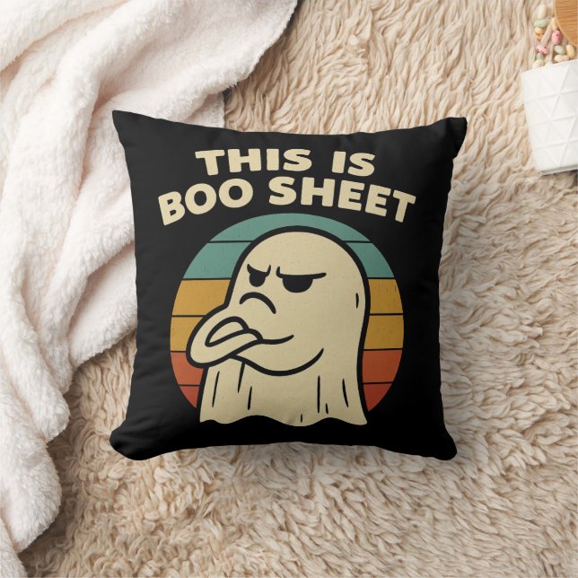 Coussin Fantôme drôle "This Is Boo Sheet" Halloween rétro (Couverture)