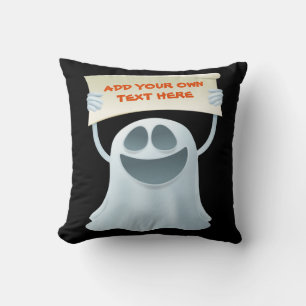 Coussin Fantôme tenant le texte 