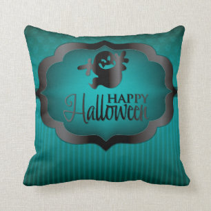 Coussin fantôme turquoise d'Halloween