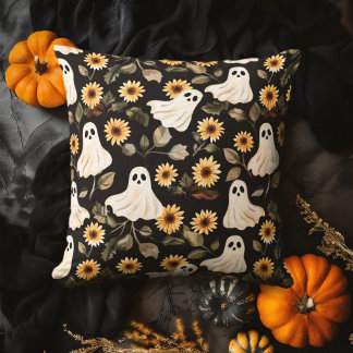 Coussin Fantômes de goth d'été et tournesols Éffrayants