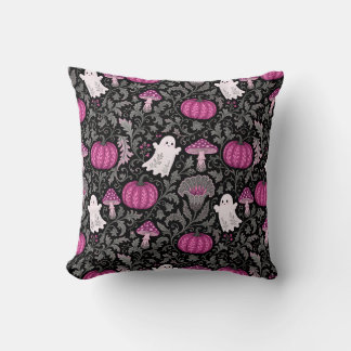 Coussin Fantômes et citrouilles roses
