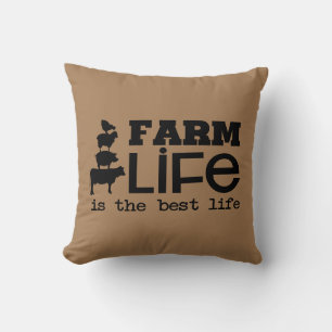 Coussin Farm Life is the Best Life with Farm Animaux