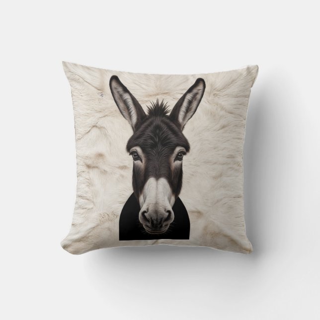 Coussin Farmhouse Chic : Noir et Blanc Âne Kilim Pillo (Recto)