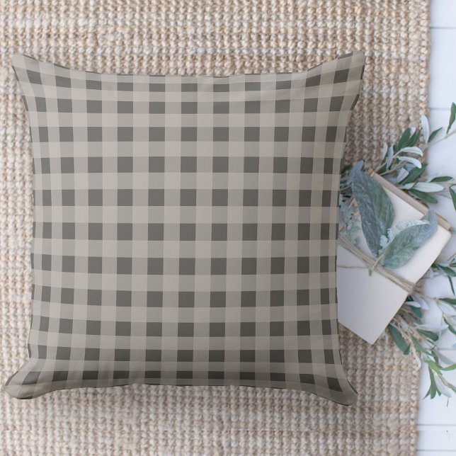 Coussin Farmhouse moderne Brown et Tan En vichy Plaid (throw pillow farmhouse pillows country neutral plaid throw pillow )