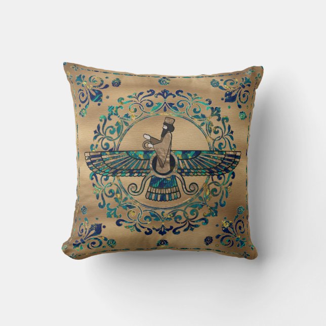 Coussin Farohar - Faravahar - Marbre et or de Fravashi (Recto)