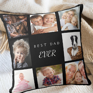 Coussin Father photo collage best dad ever black