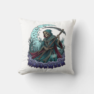 Coussin Faucheuse de Halloween Lanterne Lune Brisée_1