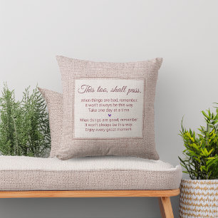 Coussin Fausse toile de jute Cela aussi passera...