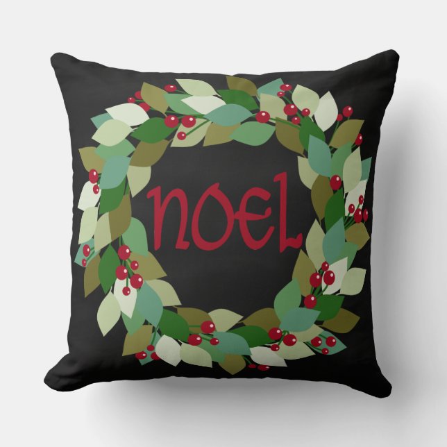 Coussin Faux Black Chalkboard | Noel Wreath (Recto)