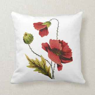 Coussin Faux Broderie Red Poppies