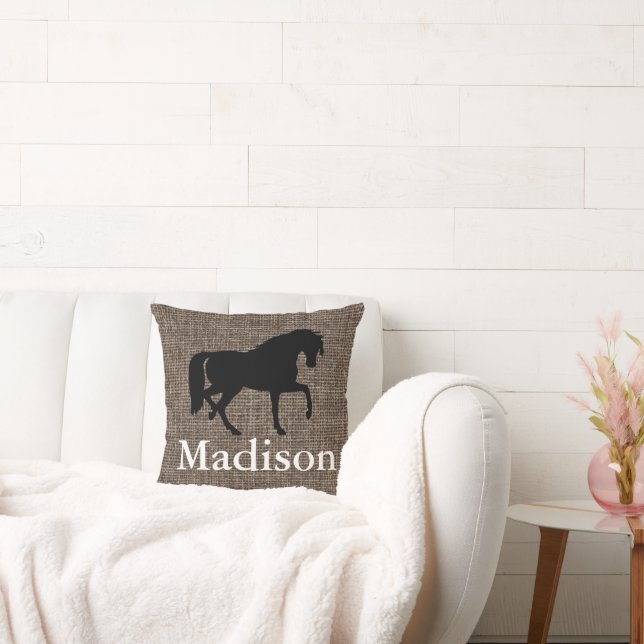 Coussin Faux Burlap Horse Silhouette personnalisée (Canapé)