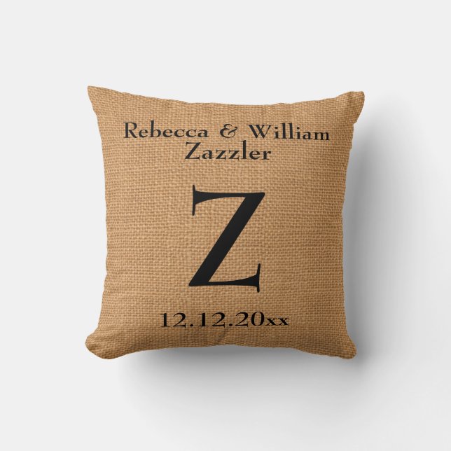 Coussin Faux Burlap Jute Linen Look Mariage (Recto)