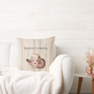Coussin Faux Crème Rustique Bois Rose Rose Cowgirl