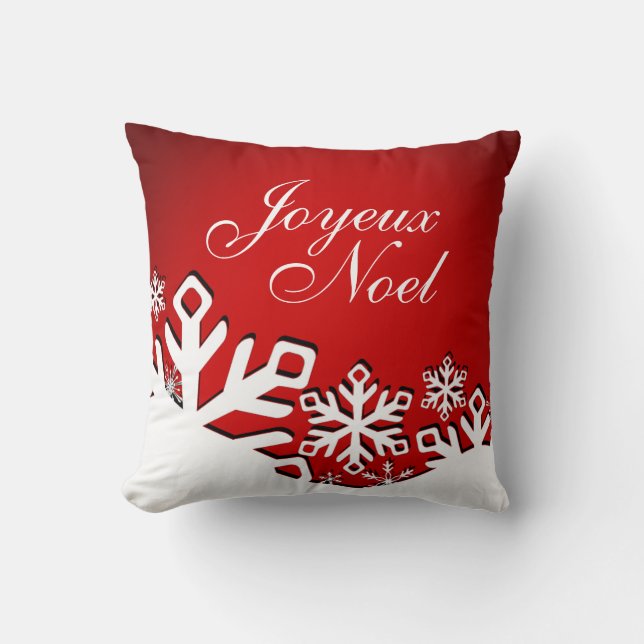 Coussin Faux de neige Ville Joyeux Noel Noël| rouge (Recto)