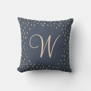 Coussin Faux foil or pluie gouttes de monogramme tendance