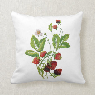 Coussin Faux fraises brodées