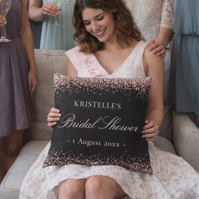 Coussin Faux Glitter Pink Black Bridal Shower Personalized (Créateur téléchargé)
