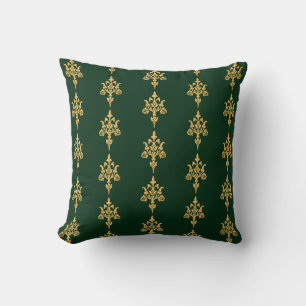 Coussin Faux Gold Vintage Forêt Vert réversible