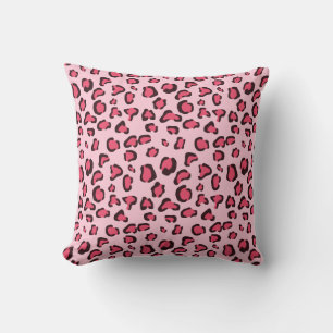 Coussin Faux imprimé léopard rose