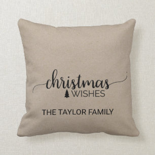 Coussin Faux Kraft Simple Calligraphie Noël